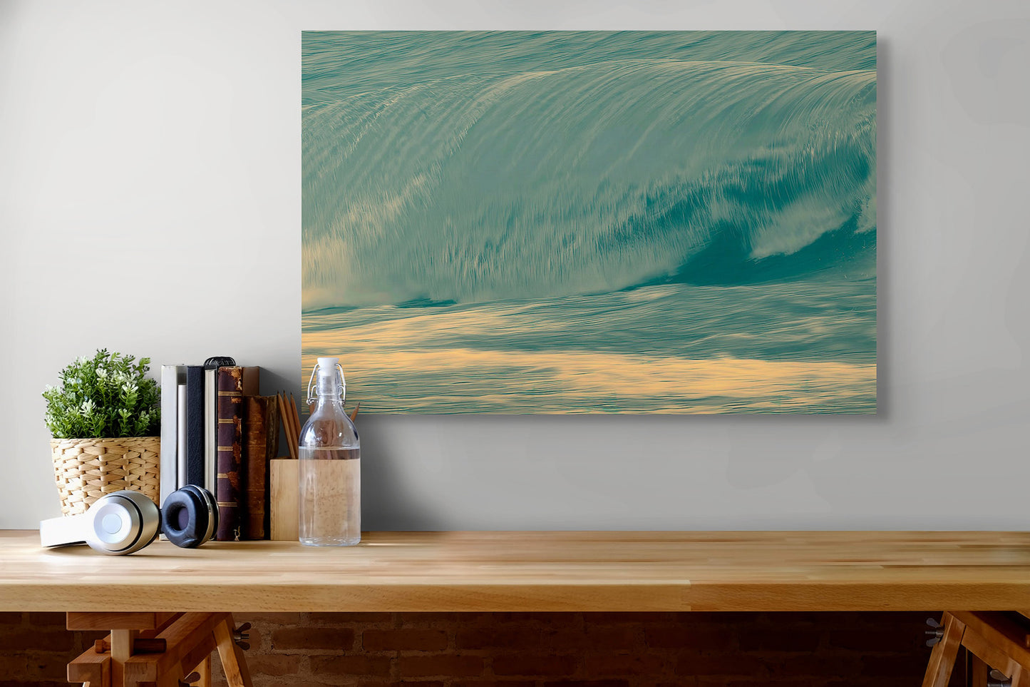 Dreamy Waves II Michigan fine art print by Dennis Caskey in an office setting