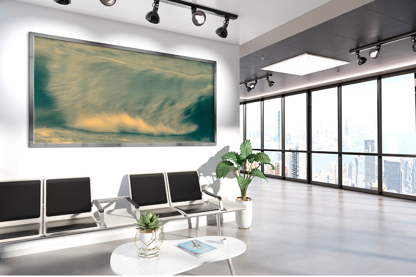 Dreamy Waves III Michigan fine art print by Dennis Caskey in an office waiting room setting