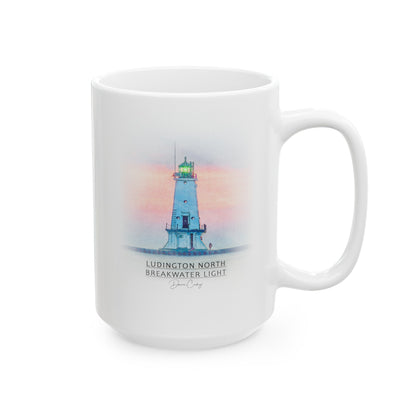 South Haven Lighthouse ceramic mug by Dennis Caskey 15oz