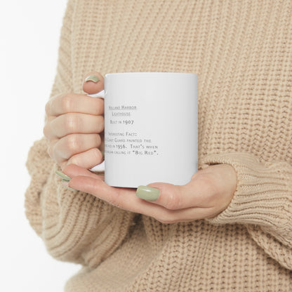 Person holding Holland Harbor Lighthouse ceramic mug by Dennis Caskey