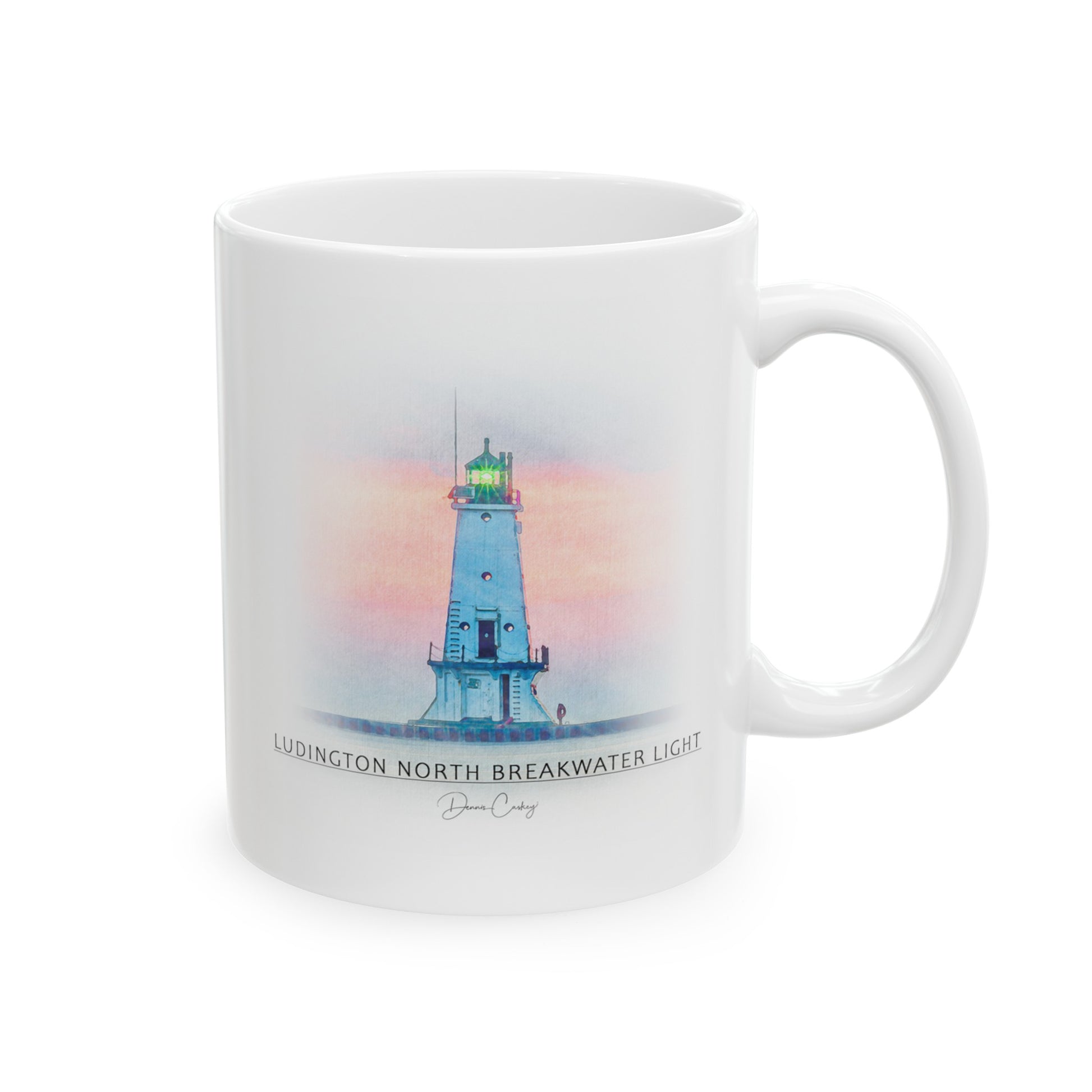 South Haven Lighthouse ceramic mug by Dennis Caskey 11oz