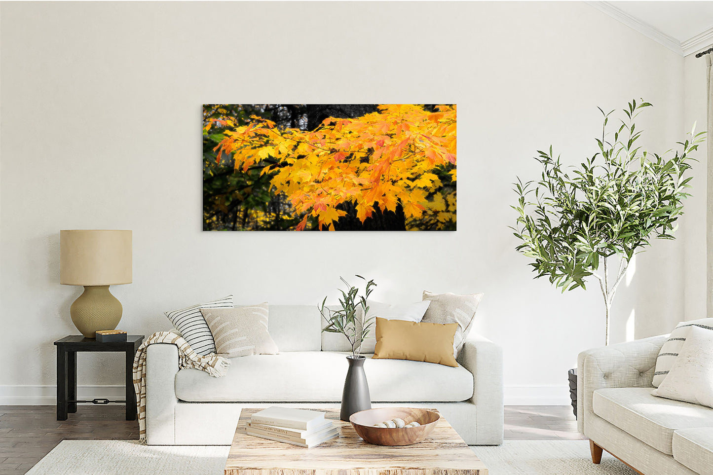 Autumn's Glory Michigan fine art print by Dennis Caskey in a living room setting