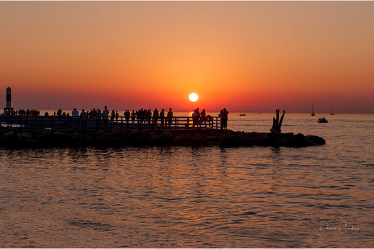 Sunset over Lake Michigan, Holland pier sunset, Michigan sunset photo, Lake Michigan stock photo, Holland Michigan photography