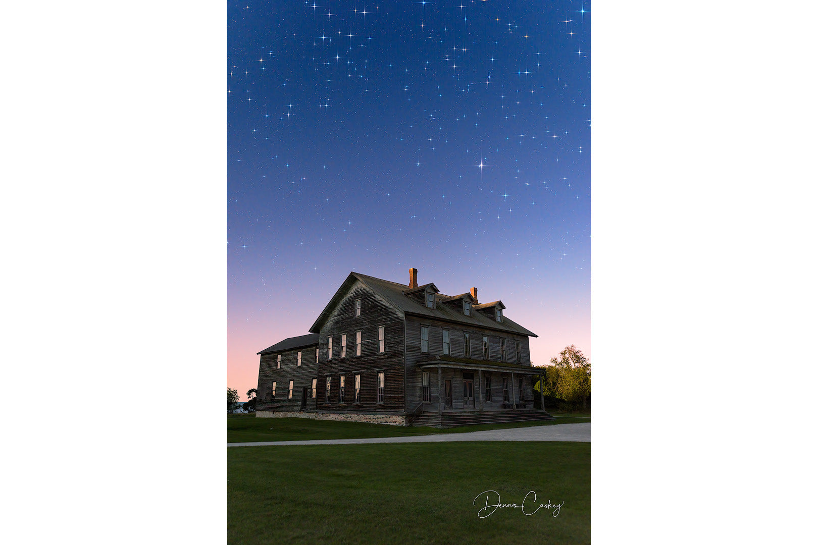 Fayette State Park old hotel, Michigan Upper Peninsula, historic hotel photo, night sky photography, Michigan stock photo