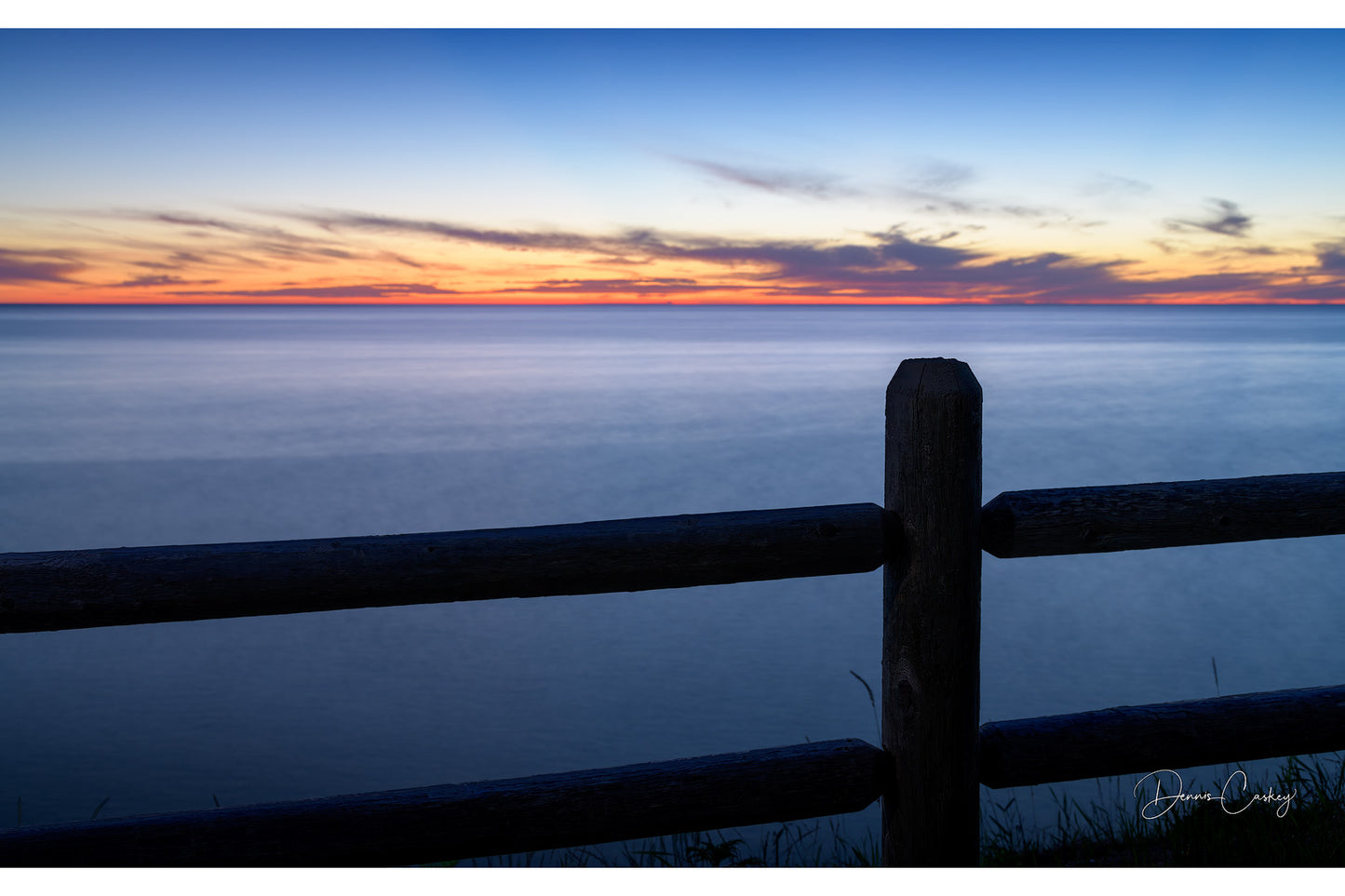 Fence Overlooking Lake Michigan Sunset - Michigan Stock Photo Download