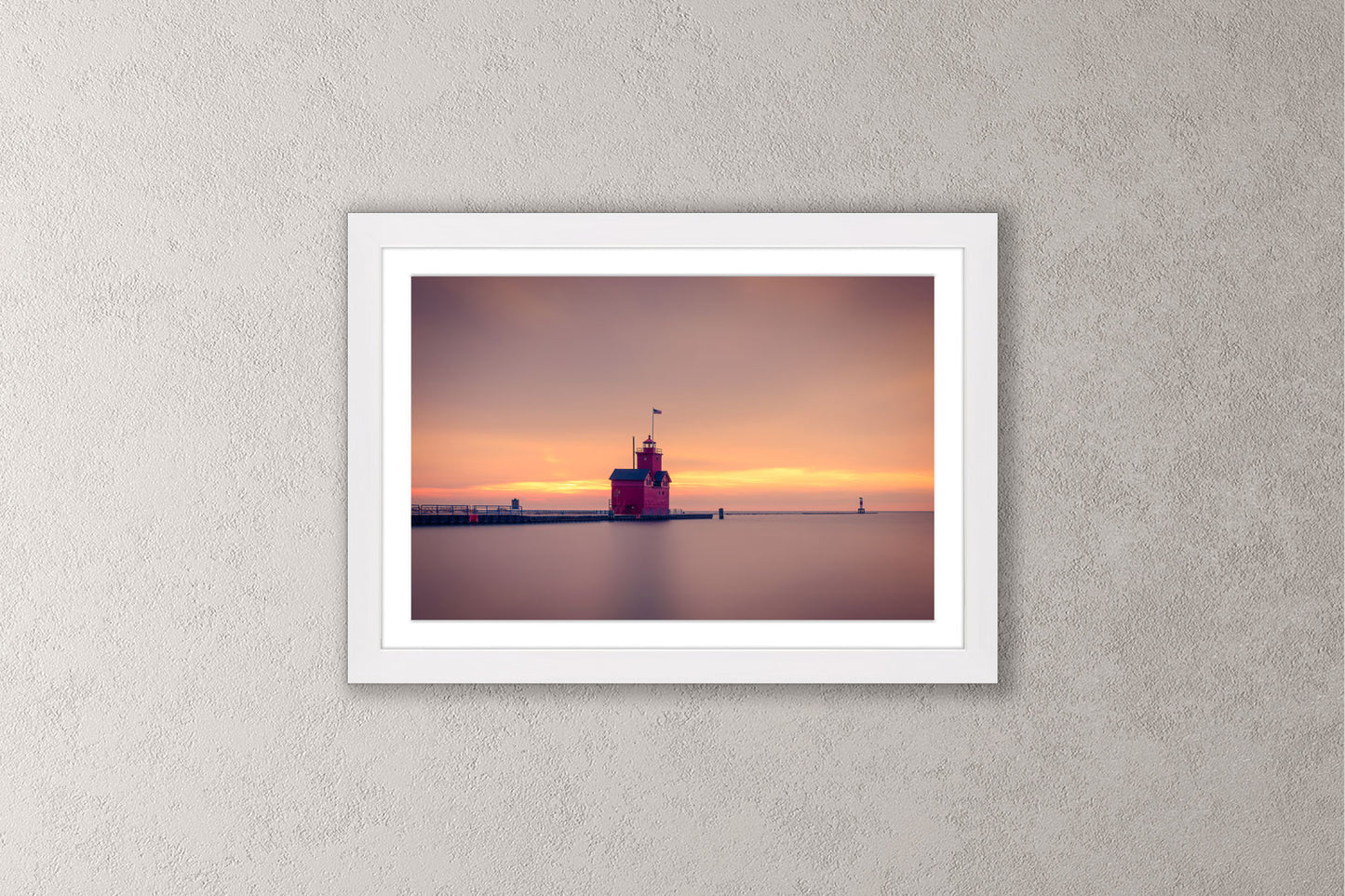 December's Warmth Michigan fine art print in a medium white frame by Dennis Caskey