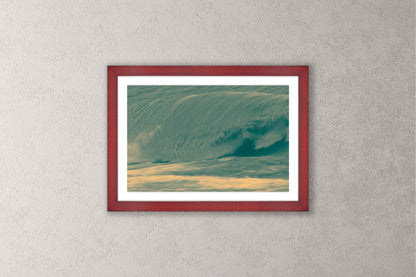 Dreamy Waves II Michigan fine art print in a medium cherry frame by Dennis Caskey