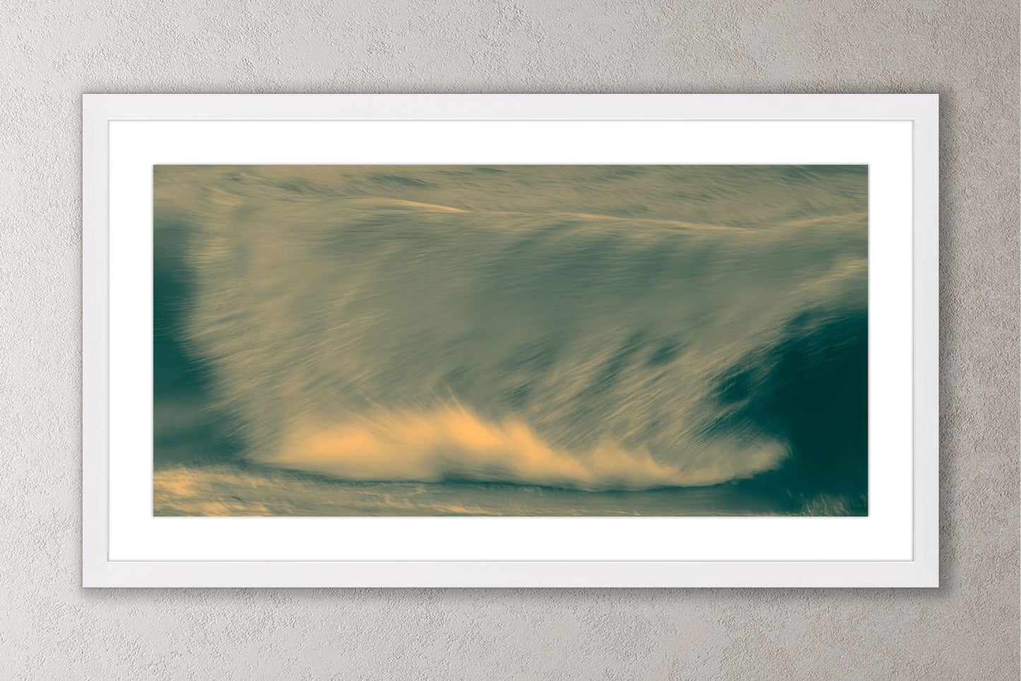 Dreamy Waves III Michigan fine art print in a large white frame by Dennis Caskey