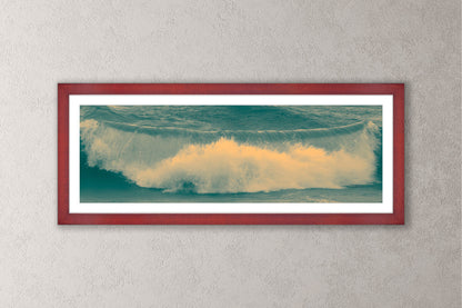 Dreamy Waves I Michigan fine art print in a medium cherry frame by Dennis Caskey