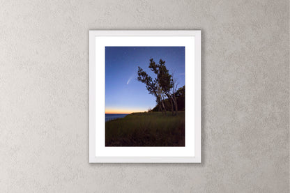 Hello Neowise Michigan fine art print in a medium white frame by Dennis Caskey