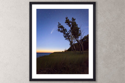 Hello Neowise Michigan fine art print in a large black frame by Dennis Caskey