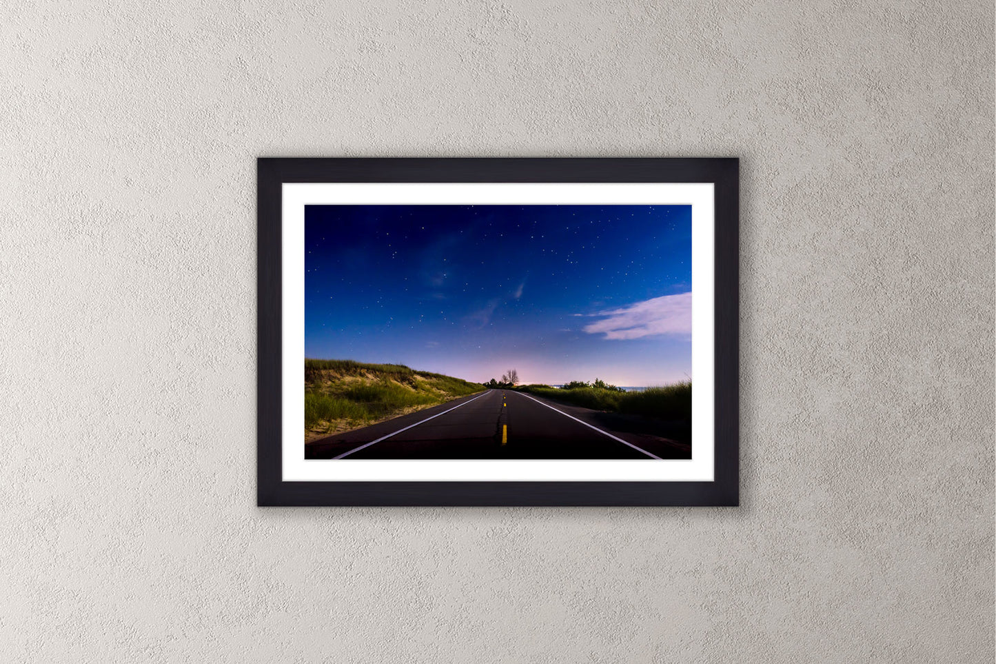 Into the Night on M116 Michigan fine art print in a medium black frame by Dennis Caskey