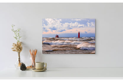 Lake Michigan Frenzy Michigan fine art print by Dennis Caskey in an office setting