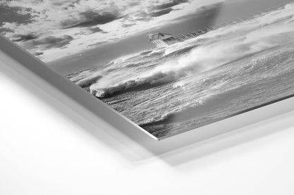 Lake Michigan Frenzy in B&W Michigan fine art print on metal by Dennis Caskey