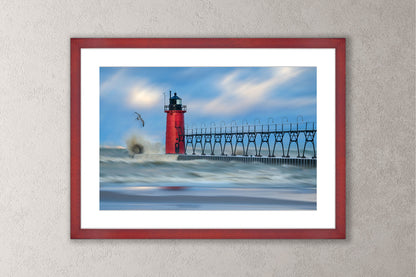 Resilience Michigan fine art print in a large cherry frame by Dennis Caskey