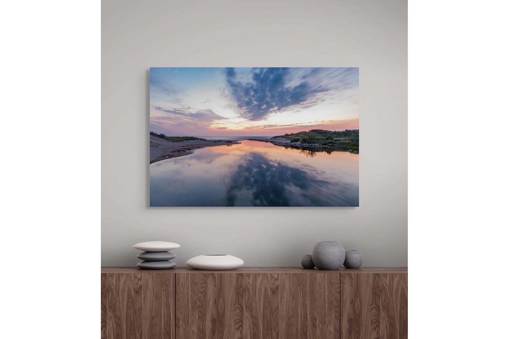 River's End Michigan fine art print by Dennis Caskey in an office setting