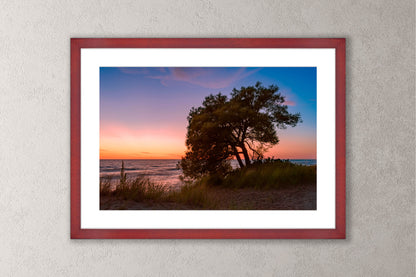 Settling Down Michigan fine art print in a large cherry frame by Dennis Caskey