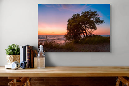 Settling Down Michigan fine art print by Dennis Caskey displayed over a mantle