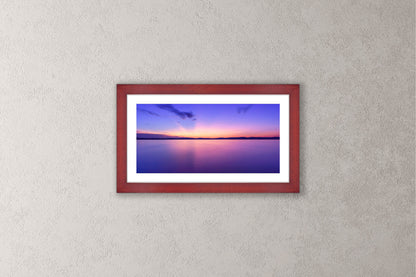 Silver's Afterglow Michigan fine art print in a small cherry frame by Dennis Caskey